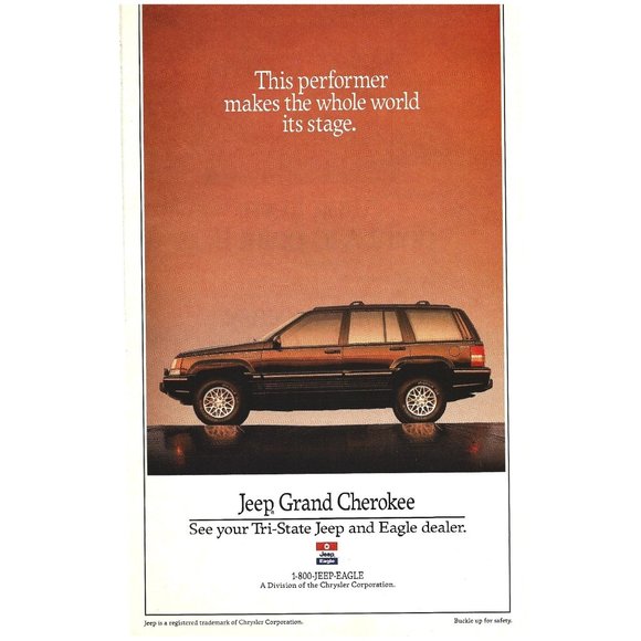 Jeep Grand Cherokee Car Auto 1990s Vintage Print Ad 8 in - Picture 1 of 4